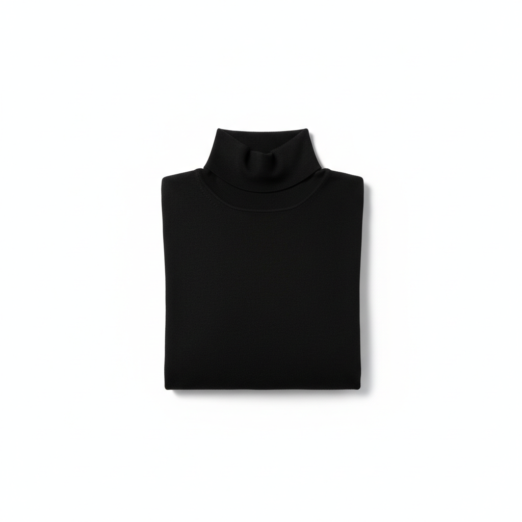 Camiseta cuello subido manga larga negra