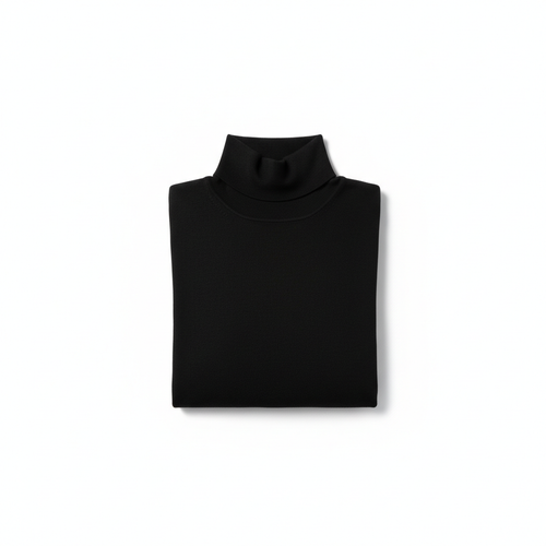 Camiseta cuello subido manga larga negra